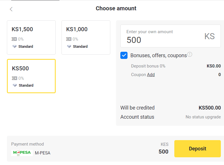 Deposit Dana di Binomo melalui Kenya (M-Pesa)